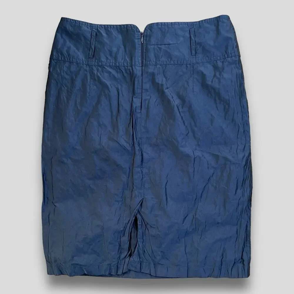 ARMANI COLLEZIONI PENCIL WIGGLE BODYCON SKIRT BLUE MEDIUM 6 - Picture 4 of 9